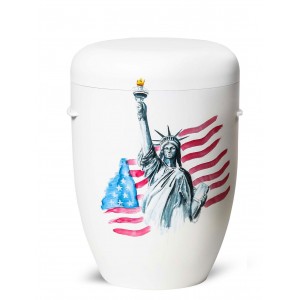 Hand Painted Biodegradable Cremation Ashes Funeral Urn / Casket – New York Statue of Liberty 